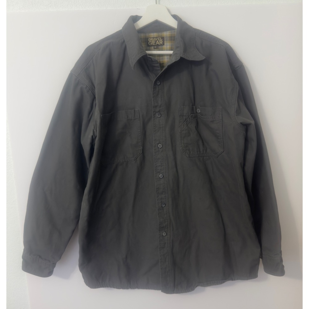 Gravel Gear Work Shirt‎ Mens XL Gray Flannel Lined Canvas Button Up Workwear